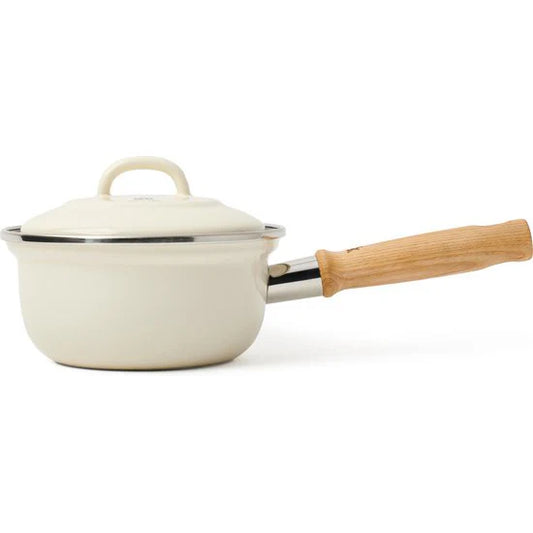 BK Carbon Steel 1.3QT Saucepan With Lid - Cream