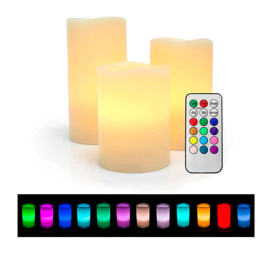 Color Changing Flameless LED Bright Candles With Remote Control Timer