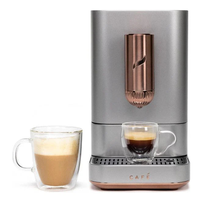 GE CAFÉ™ Affetto Automatic Espresso Machine - Steel Silver With Copper Accents