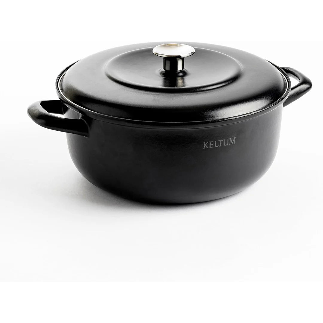 Keltum 3QT Enameled Iron Dutch Oven With Lid - Black