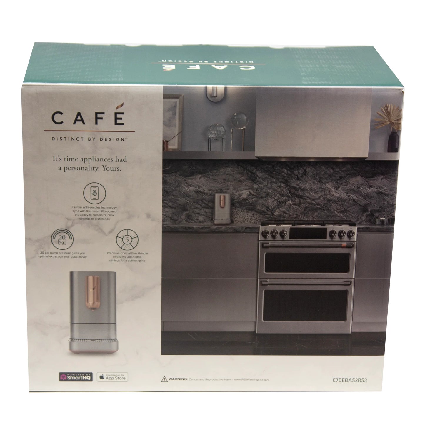 GE CAFÉ™ Affetto Automatic Espresso Machine - Steel Silver With Copper Accents