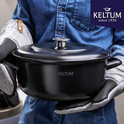 Keltum 3QT Enameled Iron Dutch Oven With Lid - Black