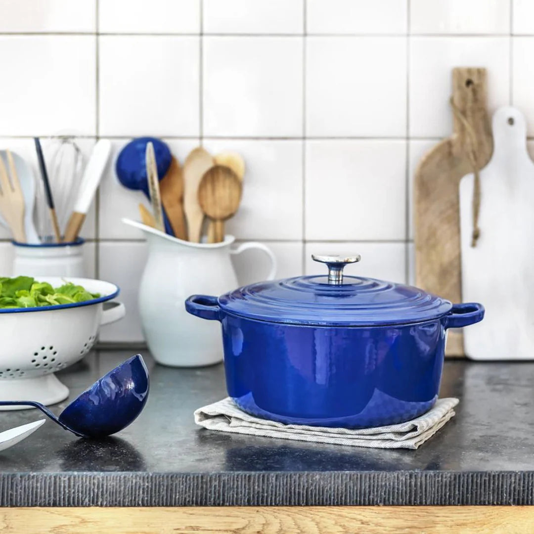 BK Bourgogne Enameled Cast Iron 7QT Nonstick Dutch Oven - Royal Blue -