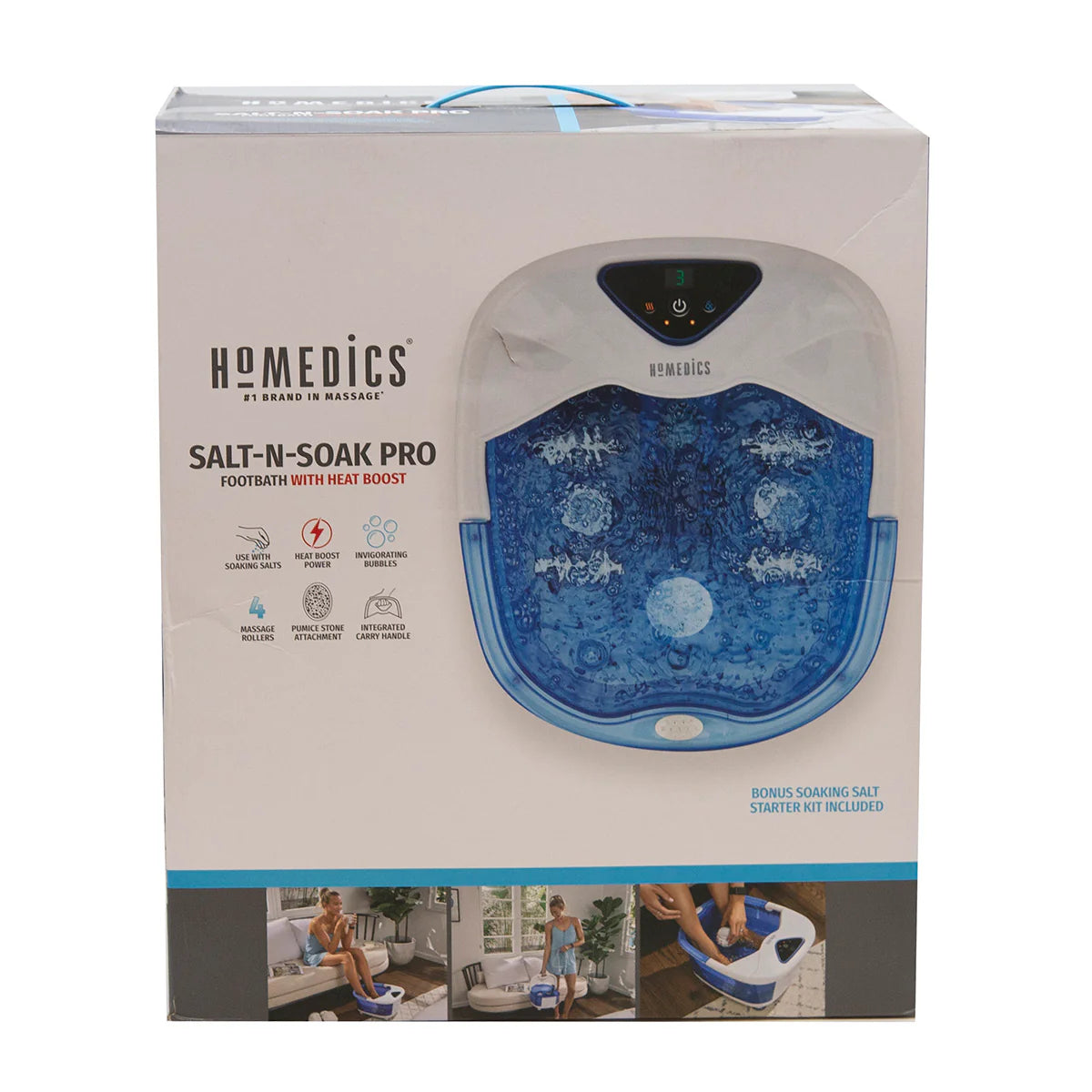 Homedics Salt & Soak Pro Foot Bath With Heat Boast Refurbished Grade A