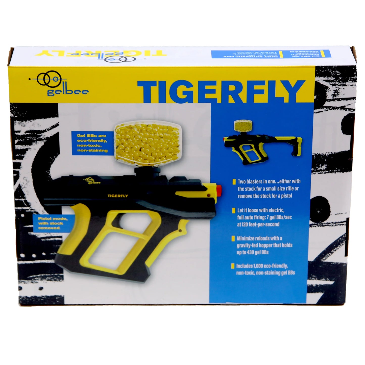 Gelbee Yellow Jacket - Pistol W/ Removable Stock - Rechargeable Battery - Includes 1000 Bb's