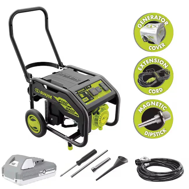 Power Joe Portable Propane Generator | Push-Button Electric + Recoil Start | Power Cooling System | 4100 Starting Watt | 3300 Running Watt | W/ Cover, Extension Cord, Magnetic DipStick, 24V 2.0-Ah Battery And Charger (Propane Only)