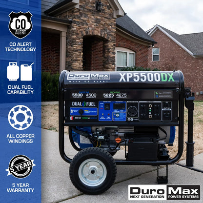 Duro Max XP5500DX 5.500-Watt/4 500-Watt 224cc Electric Start Dual Fuel Portable Generator - Refurbished Grade A