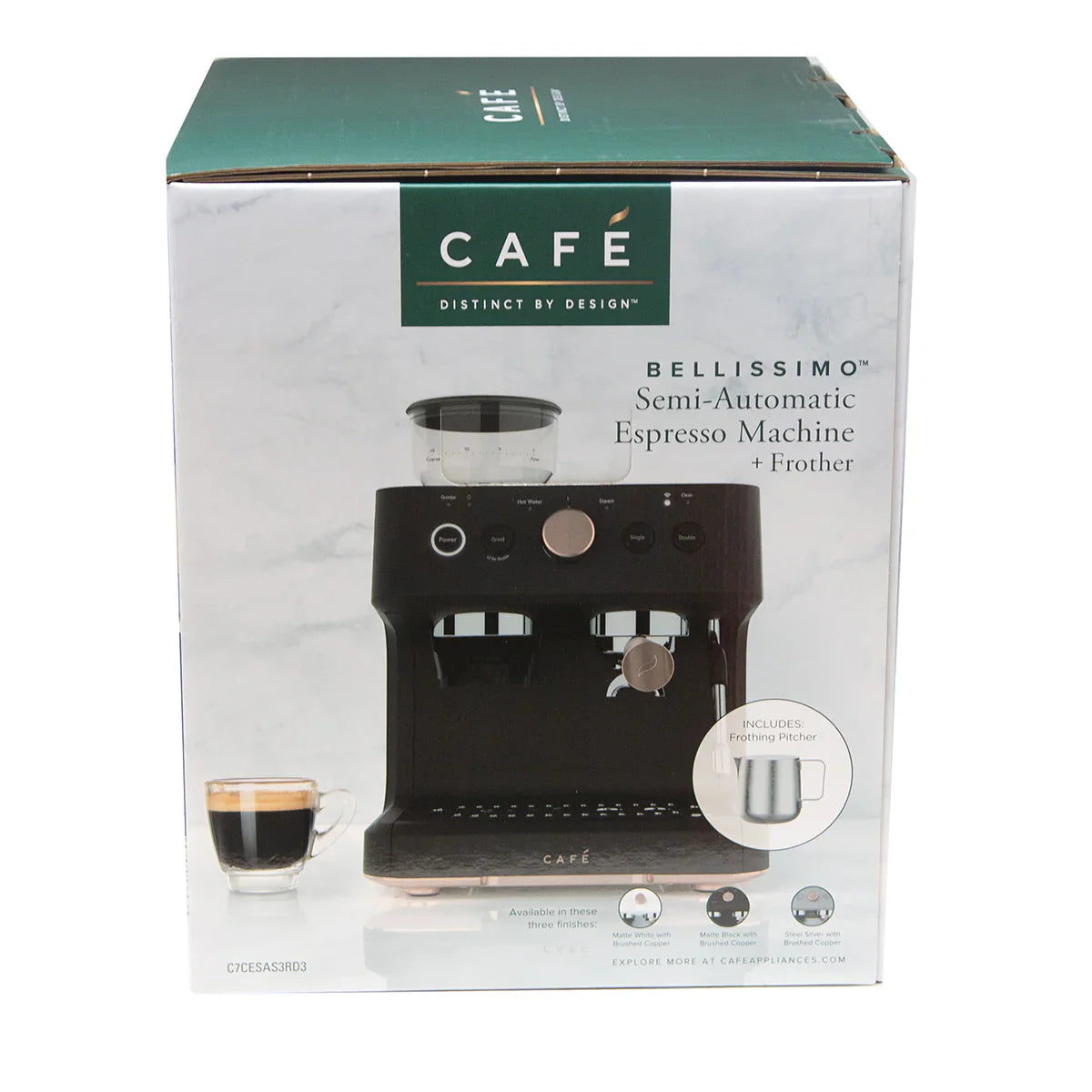 Café™ BELLISSIMO Semi Automatic Espresso Machine + Frother Matte Blac