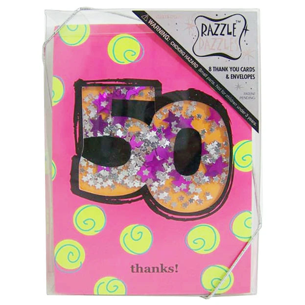 50th Birthday Shaker 8 Pk Thank You Cards And Envelopes